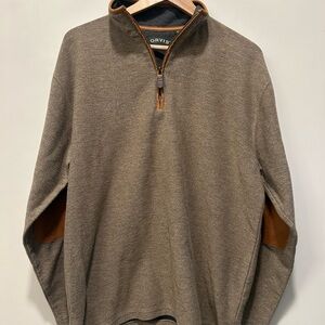 Orvis Men's Tan and Brown Zip-Up Sweater